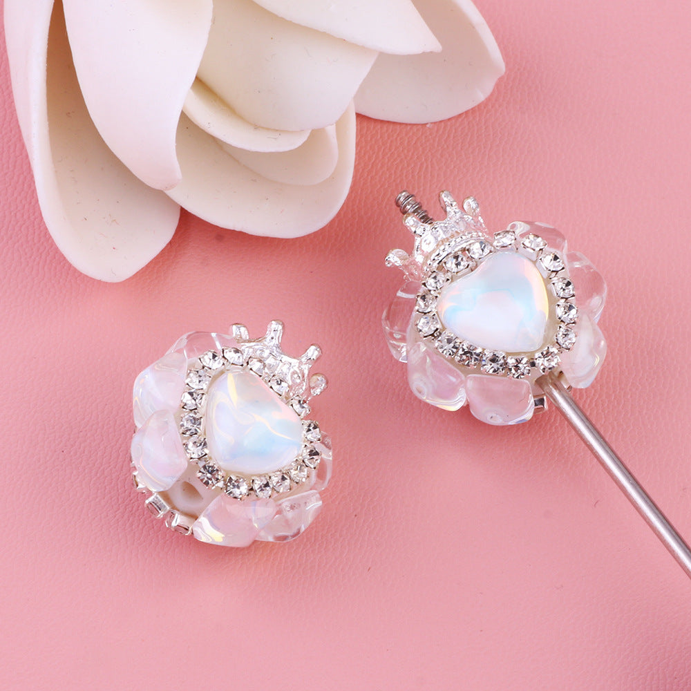 Nepalese Small Heart Crown Diamond Ball Pen Straight Hole Bead