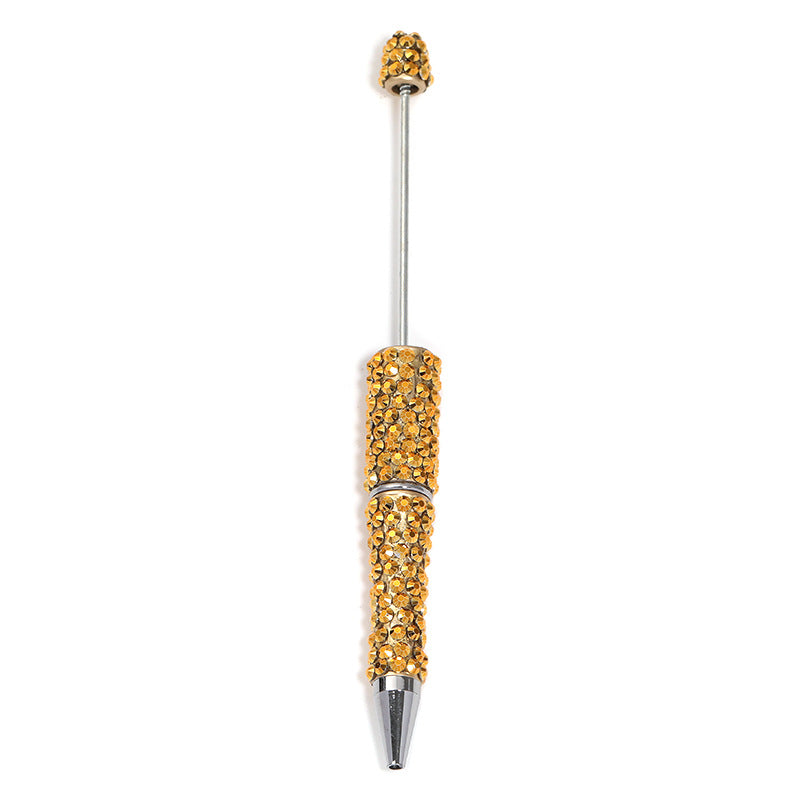 Full-diamond beadable plastic ballpoint pen