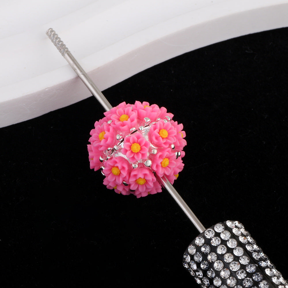 Flower Beads Alloy Flower Cluster Ball Handmade Straight Hole Beads