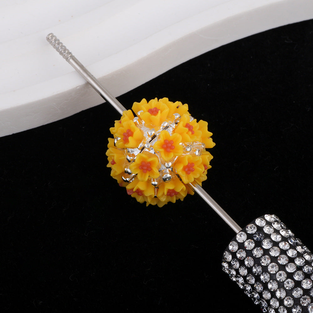 Flower Beads Alloy Flower Cluster Ball Handmade Straight Hole Beads