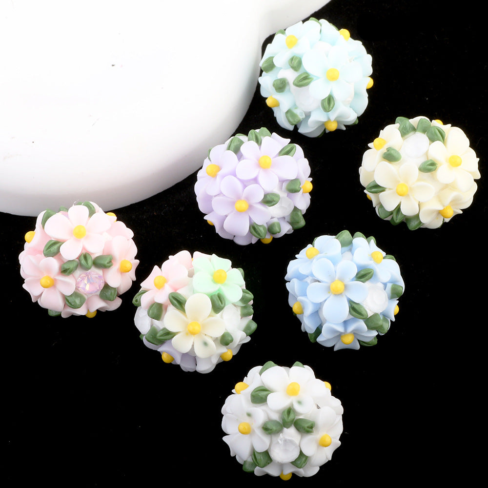 Camellia fresh green leaf flower ball beads