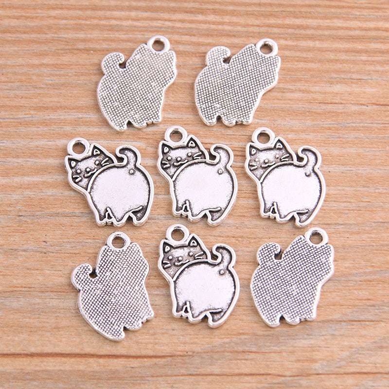 14*17mm 2 Colors DIY Zinc Alloy Jewelry Accessories Animal Charm Arrogant Kitten Pendant