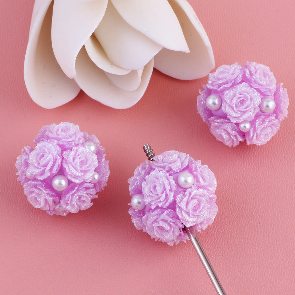 Pearl Rose Flower Luminous Flower Ball Can Be Inserted Straight Hole Beads