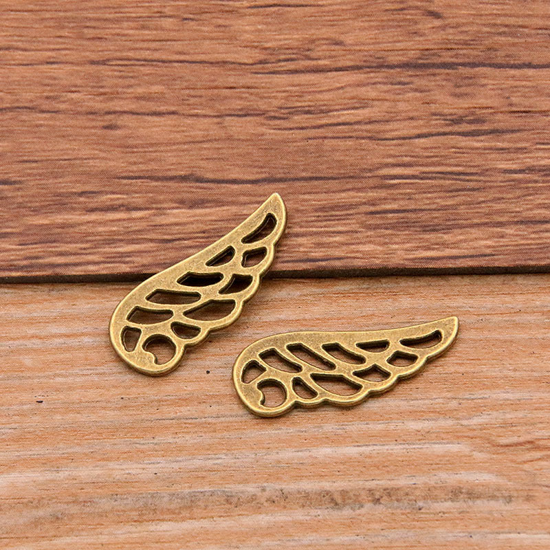 2 Colors 10*24mm DIY Alloy Jewelry Accessories Hollow Wing Pendant Animal Pendant Bracelet Accessories