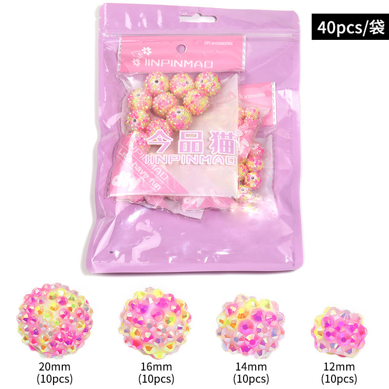 Colorful Heavy Beads Fashion Resin Inlaid Diamond Ball Loose Beads