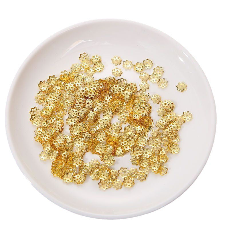 100 PcsHandmade Gold and Silver Spacer Flower Holder Petal Cap Hollow Bracelet