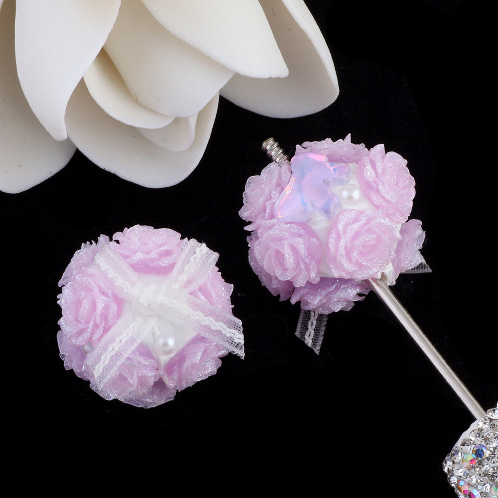 Butterfly Knot Heart Zircon Lace Flower Ball Wearable Straight Hole Beads