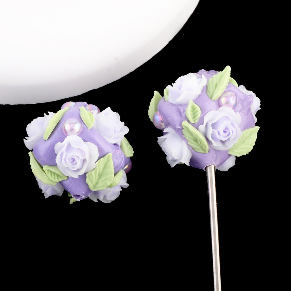 Fresh Flower Ball Drill Ball Pen Straight Hole Beads