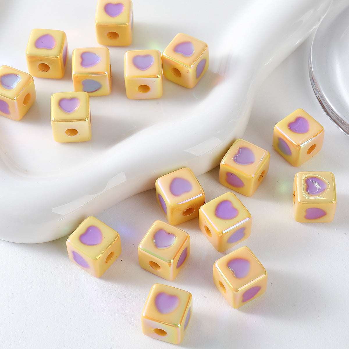 Cute Plating Color Heart-Shaped Oil Dripping Square