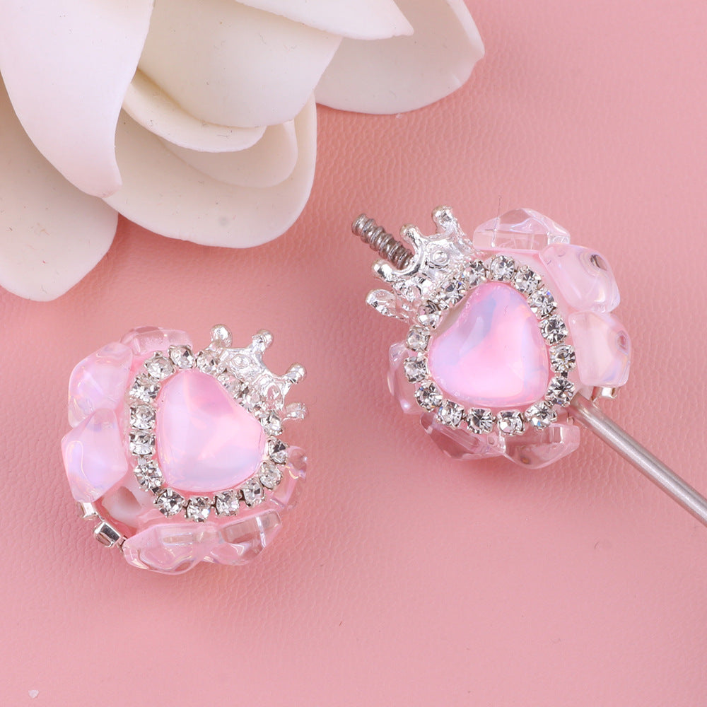 Nepalese Small Heart Crown Diamond Ball Pen Straight Hole Bead