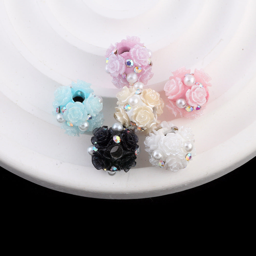 Small Rose Flower Ball Drill Ball Can Be Pierced Straight Hole Beads