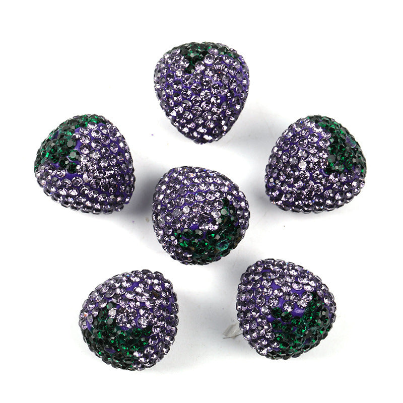 Strawberry Clay Rhinestone Ball Through Hole Bead