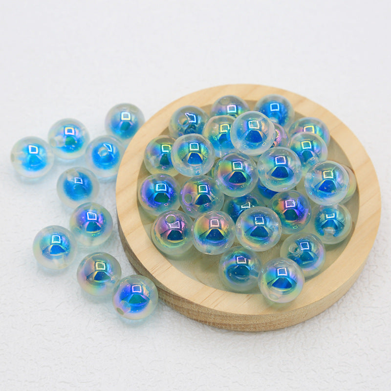 16mm Sugar Heart Luminous Acrylic Beads UV Colorful Plated Round Beads DIY Bracelet Necklace Jewelry Accessories