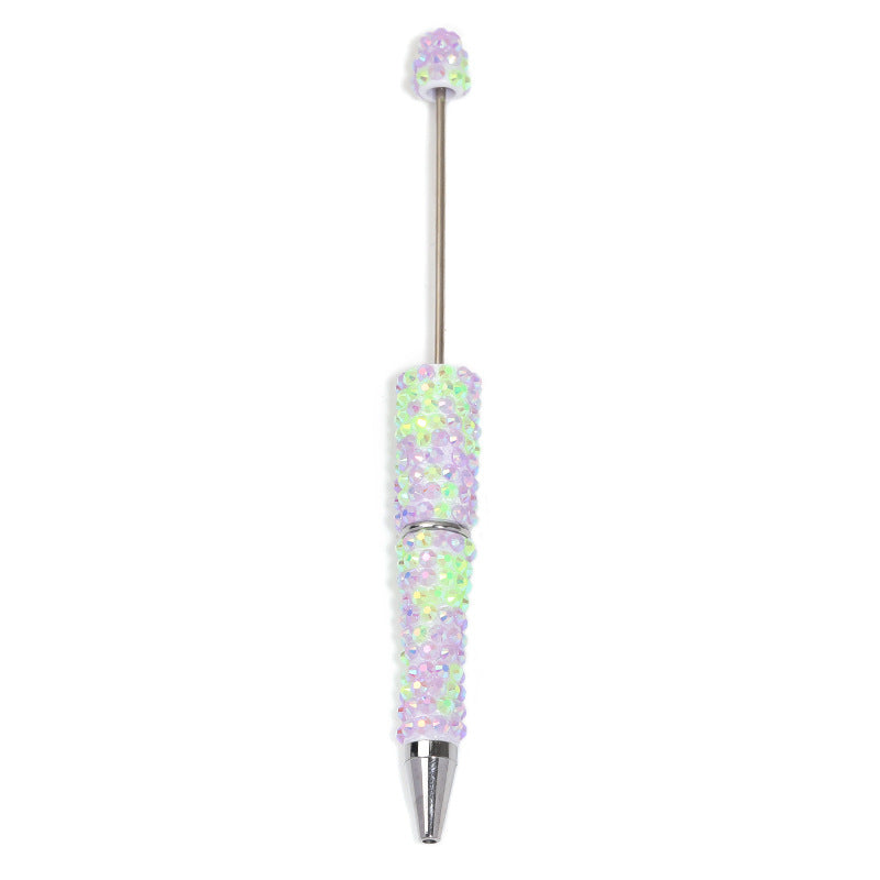 Full-diamond beadable plastic ballpoint pen