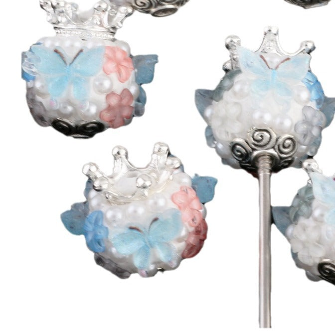 Crown Butterfly Pearl Flower Diamond Ball