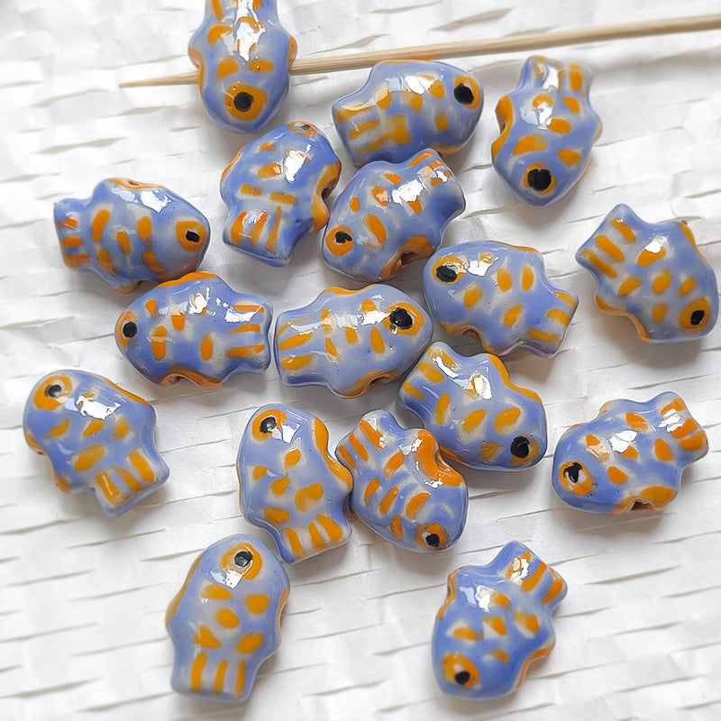 1 pc Pure Hand-painted Ceramic Deep Sea Little Fish Beads Loose Beads