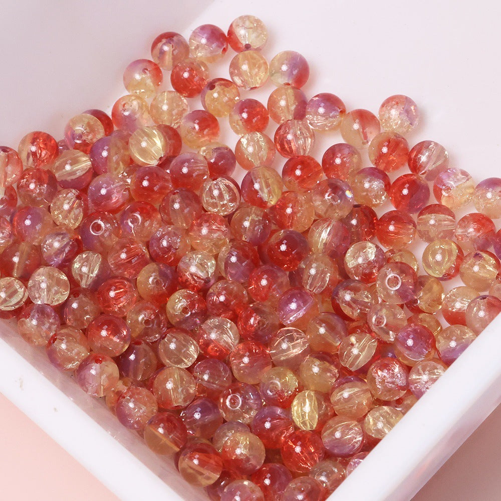 10mm Three-Color Ice Soul Crackle Beads Handmade Glass Beads Loose Beads