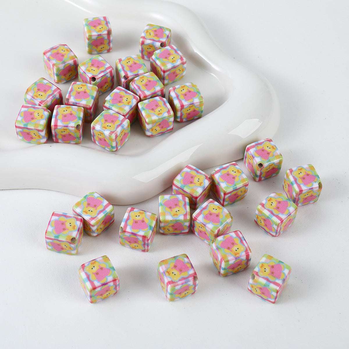 12mm Painted Color Acrylic beads Hamburger Bread Ice Cream Bear Squares