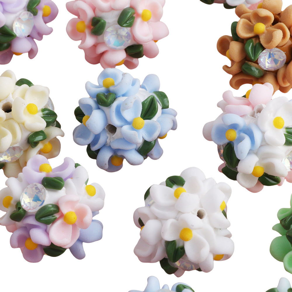 Large Gardenia Flower Ball Drill Ball Clay Beads