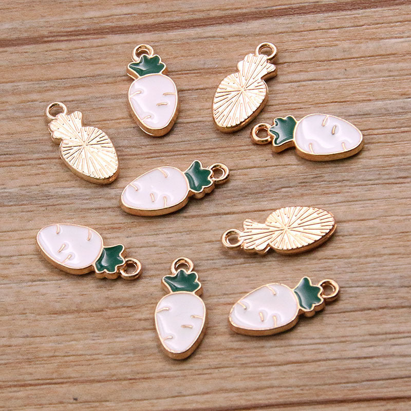 2 Colors 7*15mm Alloy Jewelry Accessories KC Gold Drop Oil Charm MIN Carrot Pendant Vegetable Charm