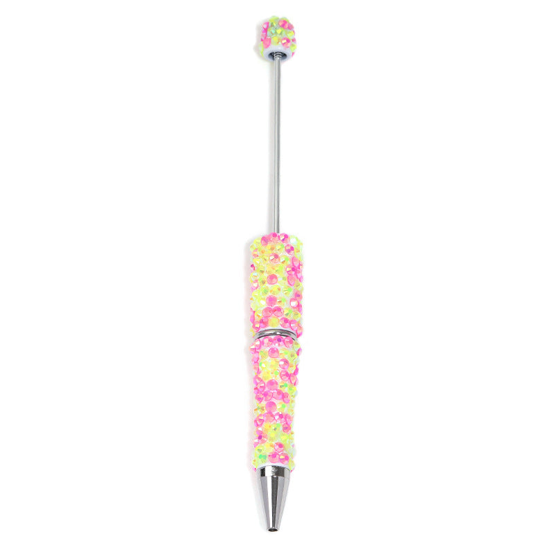 Full-diamond beadable plastic ballpoint pen