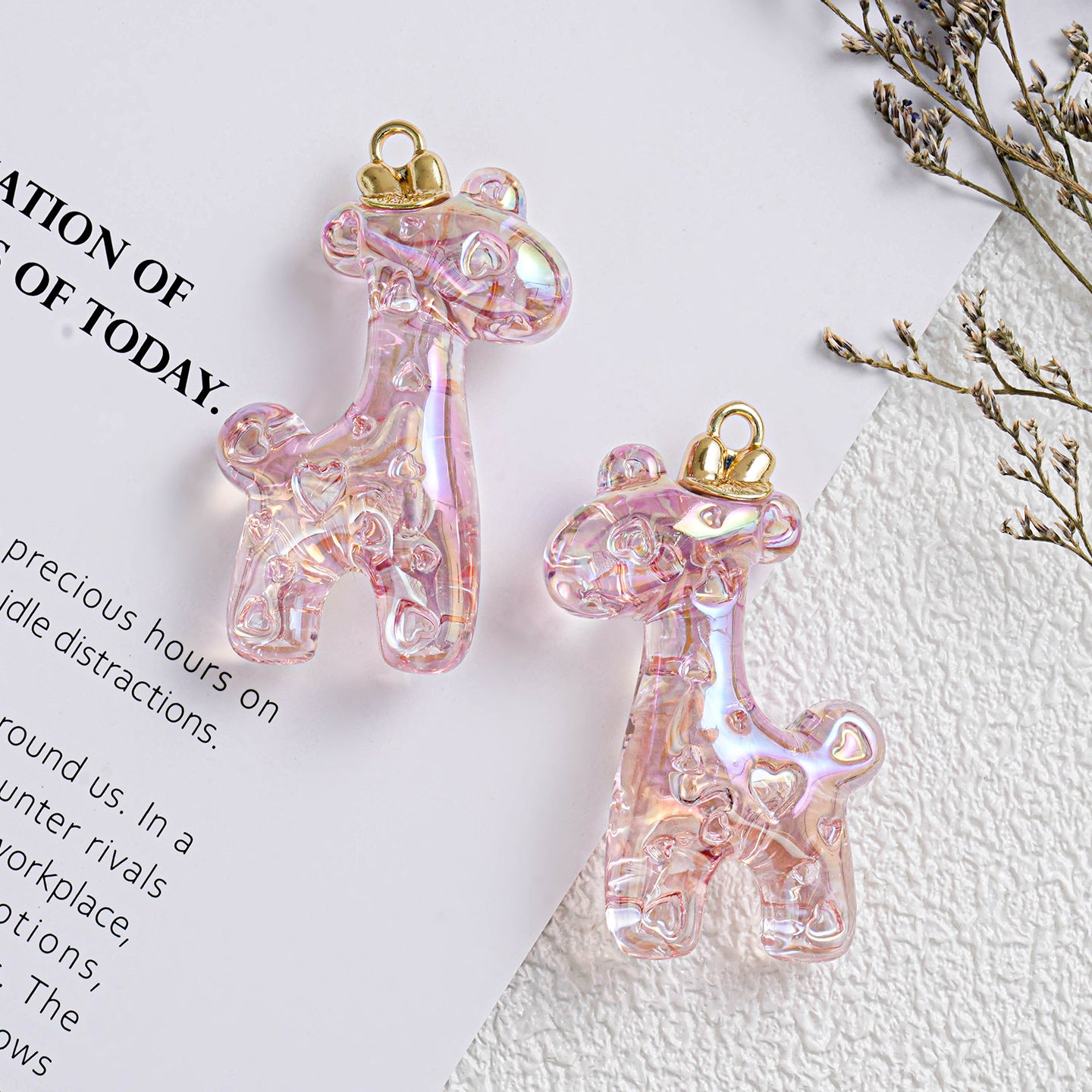 Transparent Deer Multi-Color Tassel Pendant