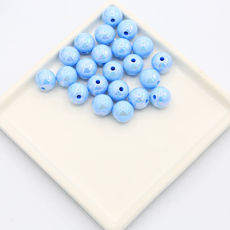 電気メッキマカロンソリッドカラーアクリルABカラフルラウンドビーズDIYハンドメイドネックレスブレスレットビーズルースビーズジュエリー