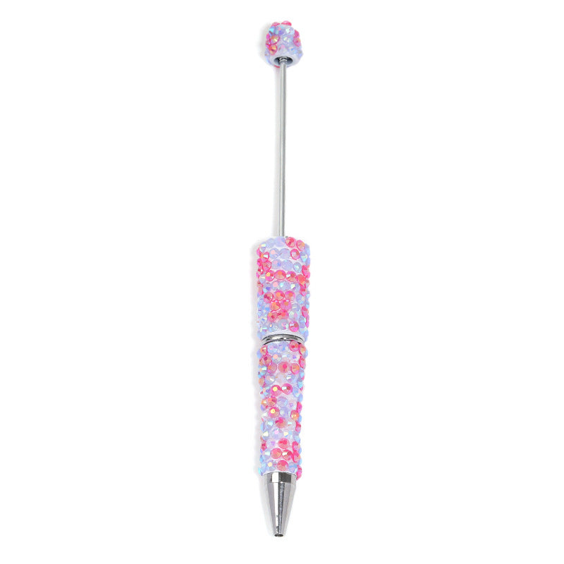 Full-diamond beadable plastic ballpoint pen