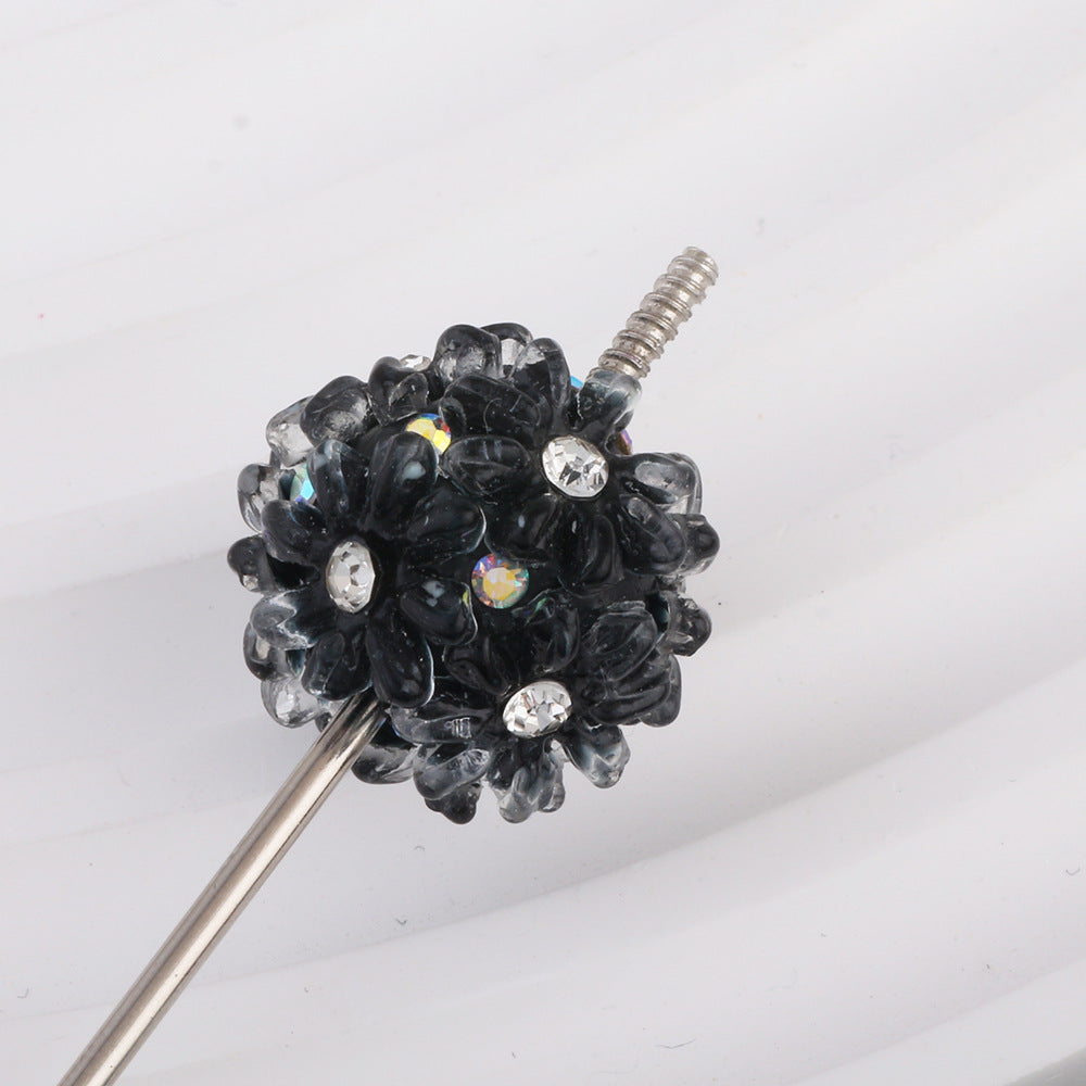Flower Cluster Ball Flower Inlaid with Rhinestones Soft Clay Large Hole Straight Hole Beads