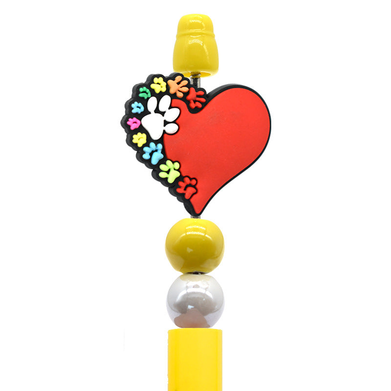 Student Stationery Colorful Beaded Pen Silicone Focal Beads