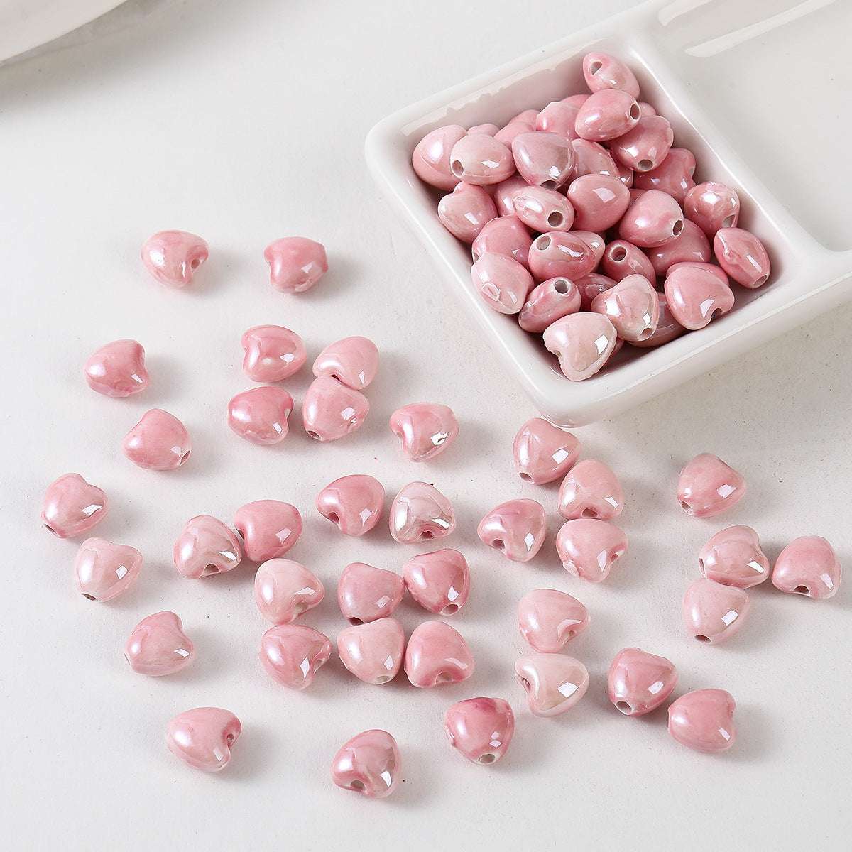 Ceramic Color-Plated 10mm Heart-Shaped Ceramic beads