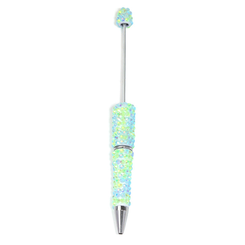 Full-diamond beadable plastic ballpoint pen