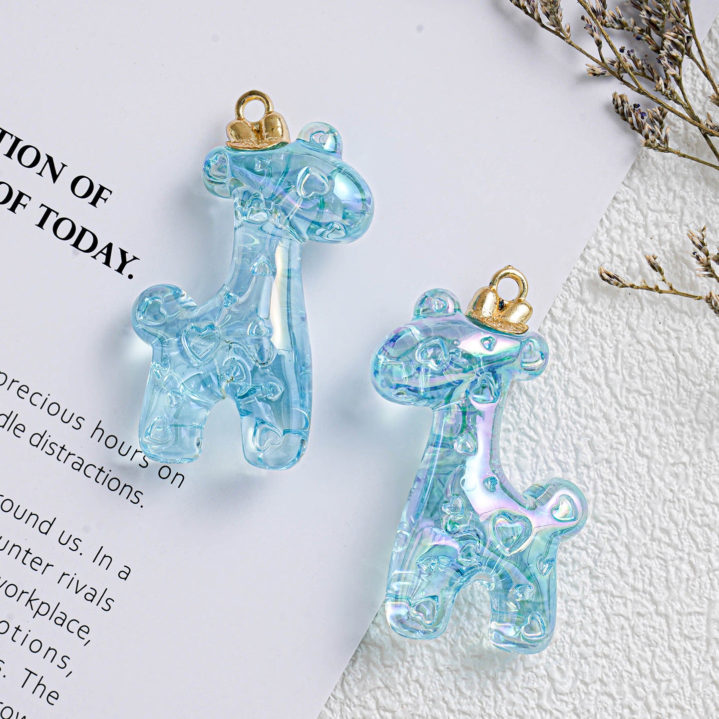 Transparent Deer Multi-Color Tassel Pendant