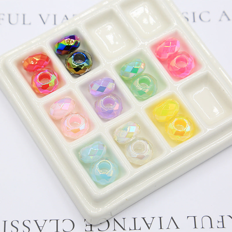 Acrylic UV Color-plated Diamond Surface Large Hole Candy Heart Beads Middle Beads diy Bracelet Beads Loose Beads Jewelry Accessories