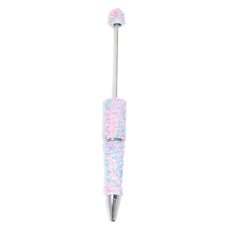 Full-diamond beadable plastic ballpoint pen