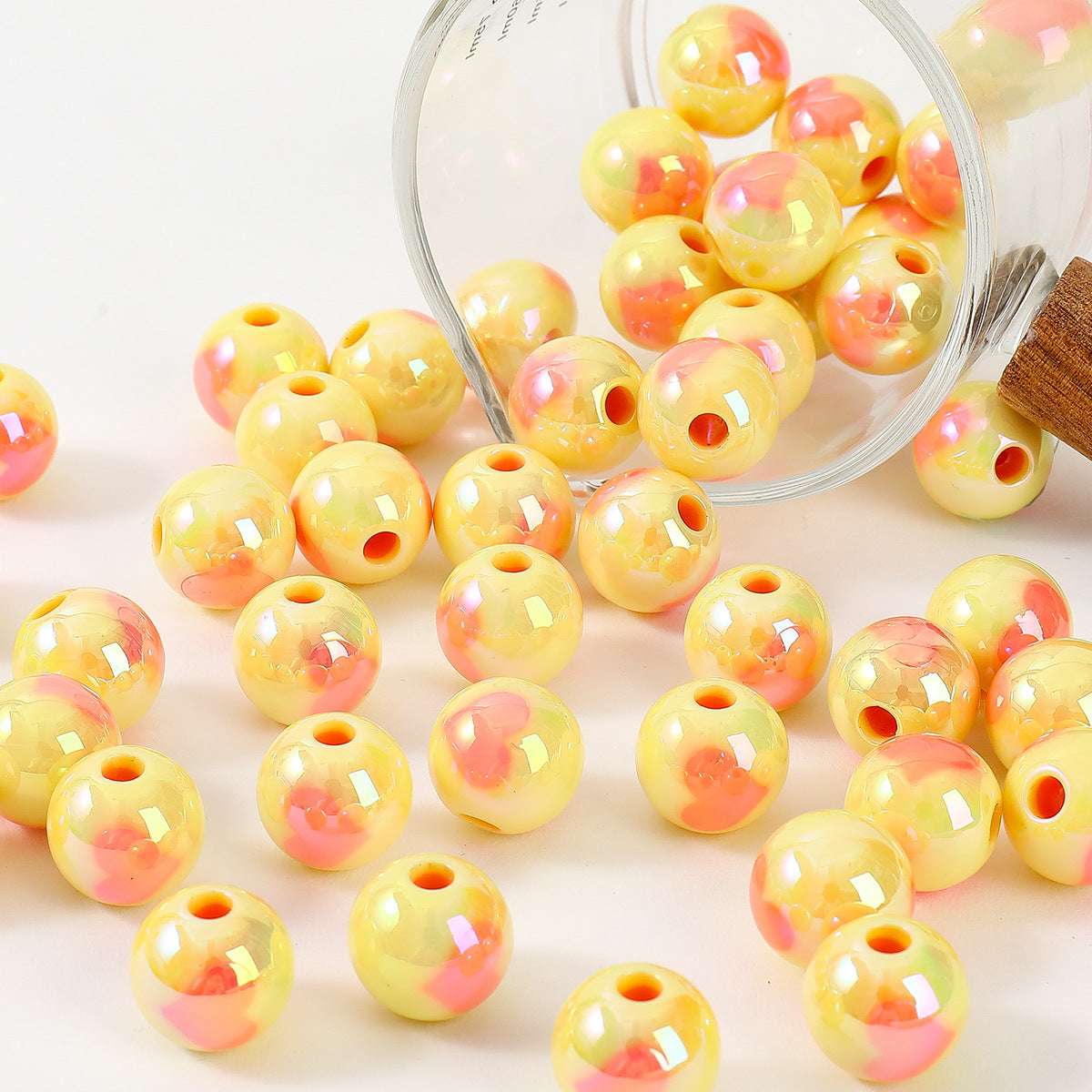 Dopamine Colorful Heart Round Beads UV Acrylic Straight Hole beadable beads