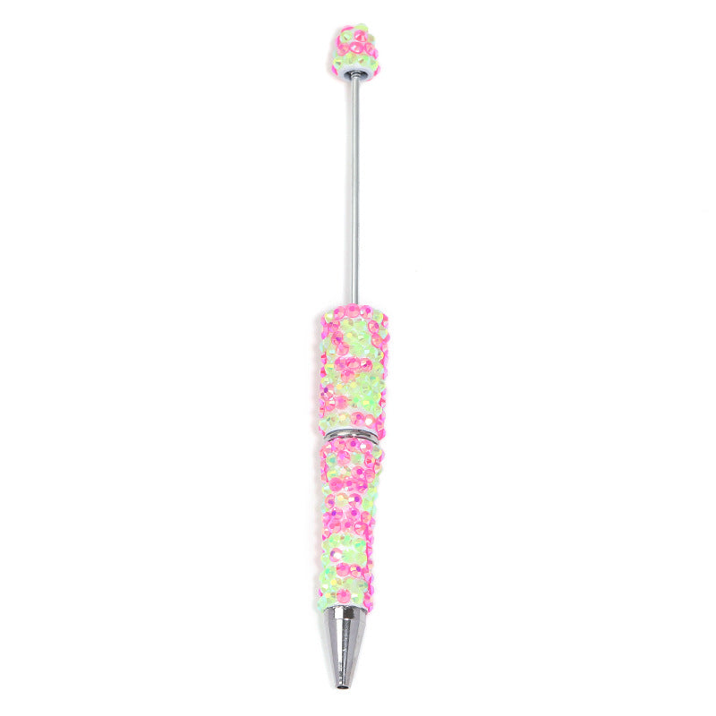 Full-diamond beadable plastic ballpoint pen