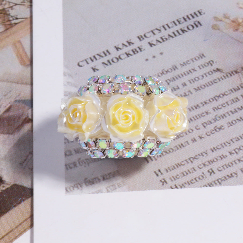 3D Simulation Rose Flower Diamond Chain Flat Bead Flower Ball