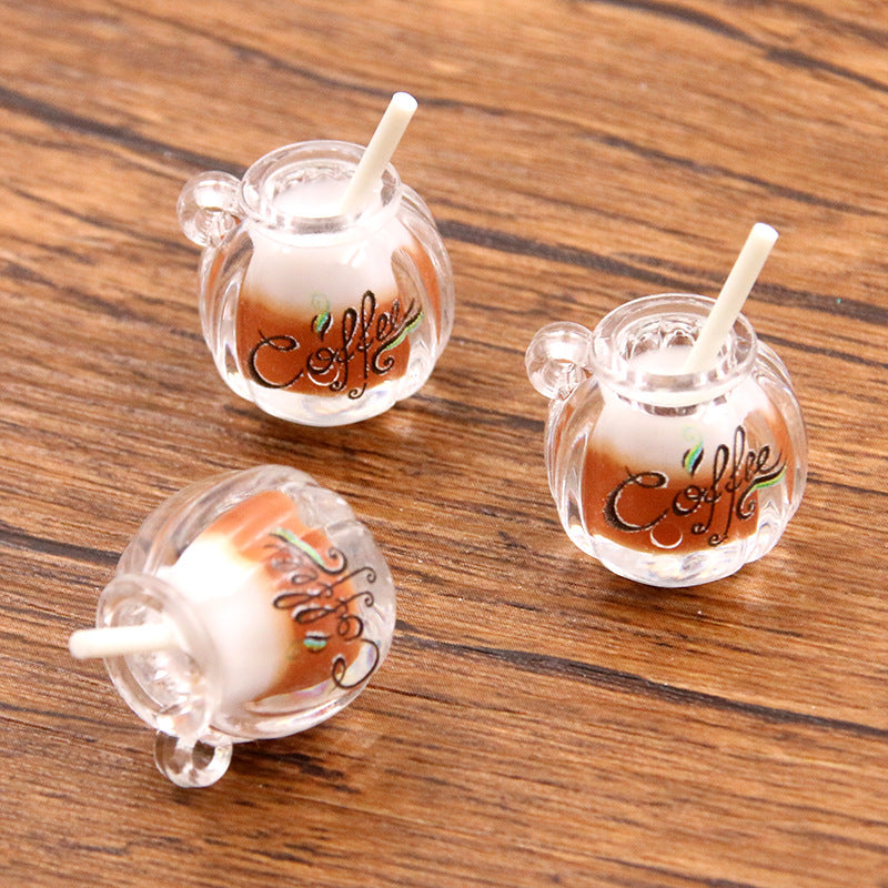 7色 16×22mm DIY樹脂チャームアクセサリー 光るツートンミルクコーヒーカップヘアアクセサリー