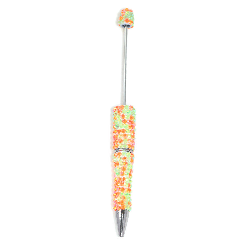 Full-diamond beadable plastic ballpoint pen