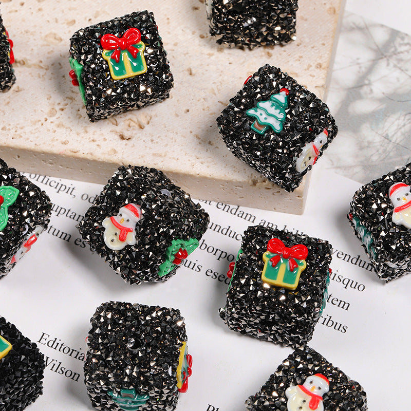 Christmas Rhinestone Sugar Square Beads