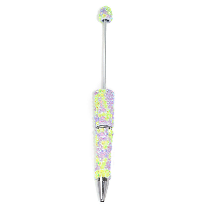 Full-diamond beadable plastic ballpoint pen