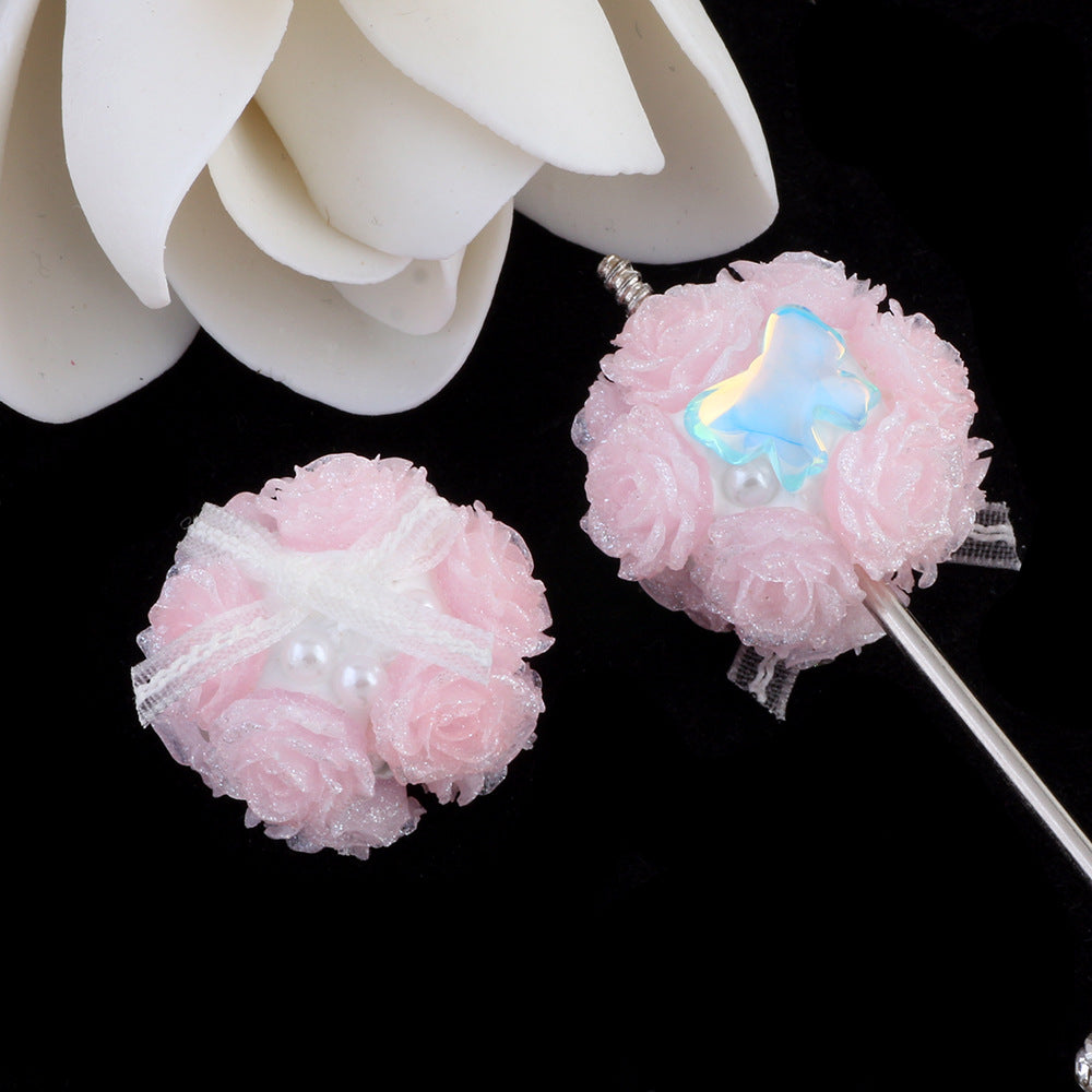 Butterfly Knot Heart Zircon Lace Flower Ball Wearable Straight Hole Beads