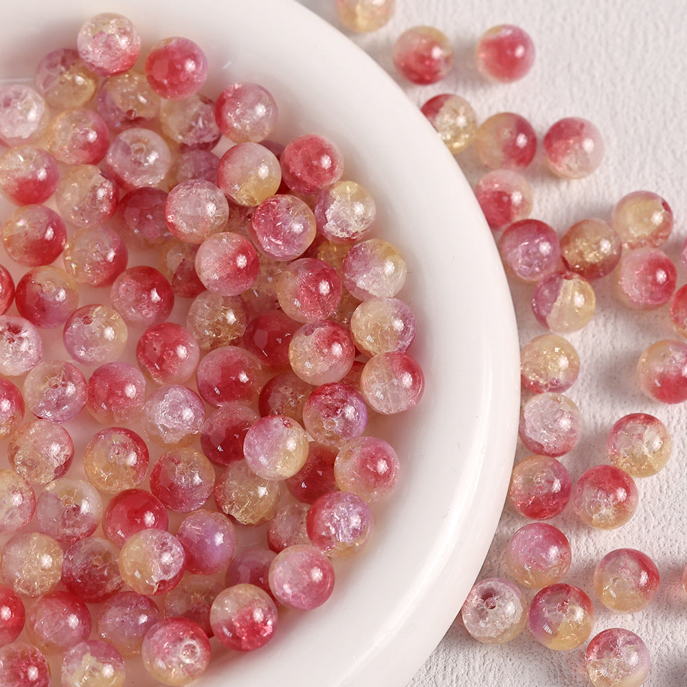 10mm Three-Color Ice Soul Crackle Beads Handmade Glass Beads Loose Beads