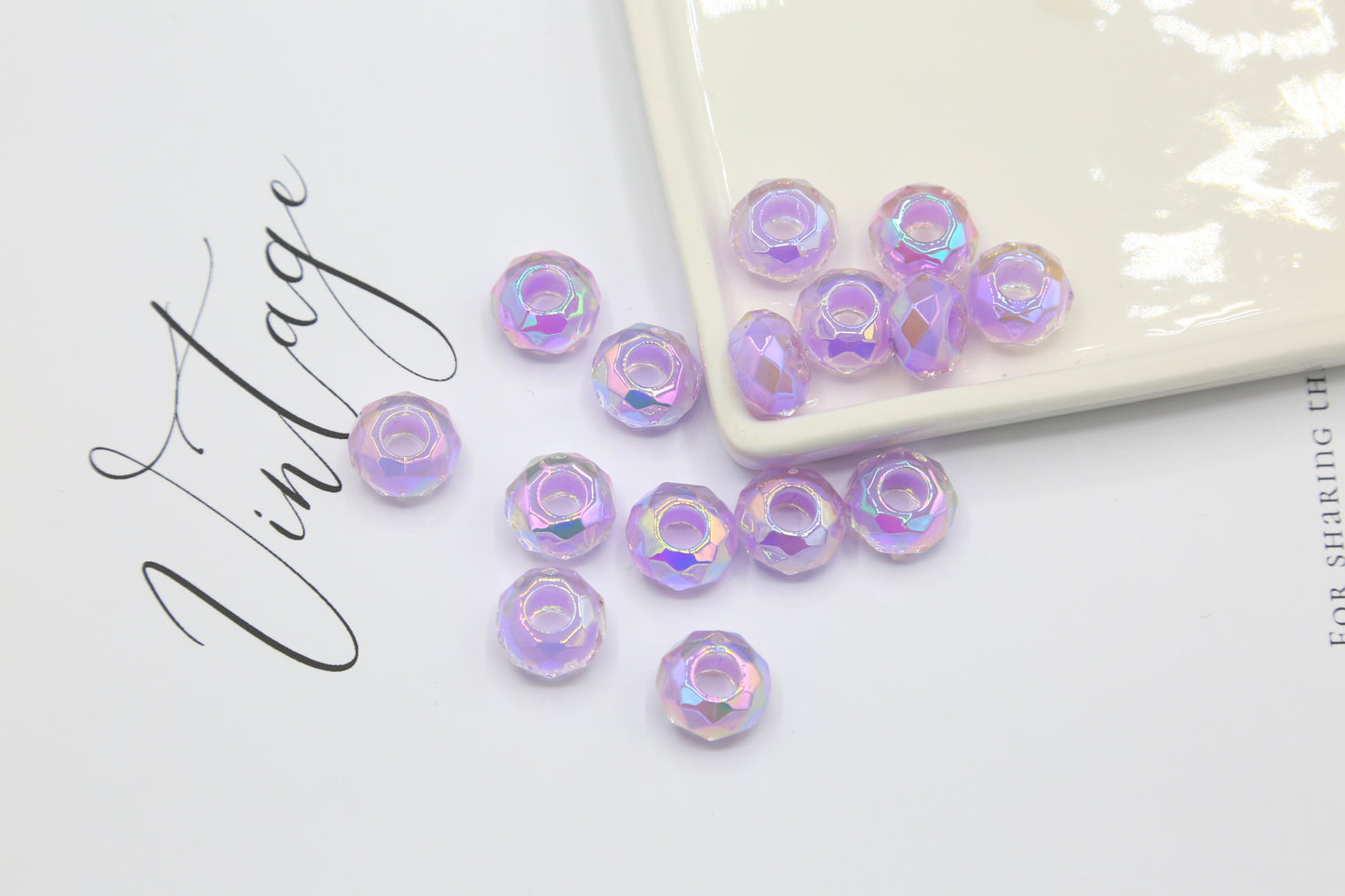 Acrylic UV Color-plated Diamond Surface Large Hole Candy Heart Beads Middle Beads diy Bracelet Beads Loose Beads Jewelry Accessories