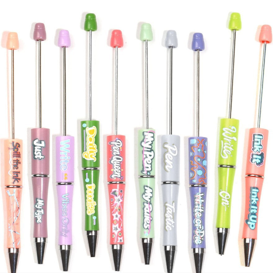 Beaded Pen Colorful English Letter Printing Ballpoint Pen