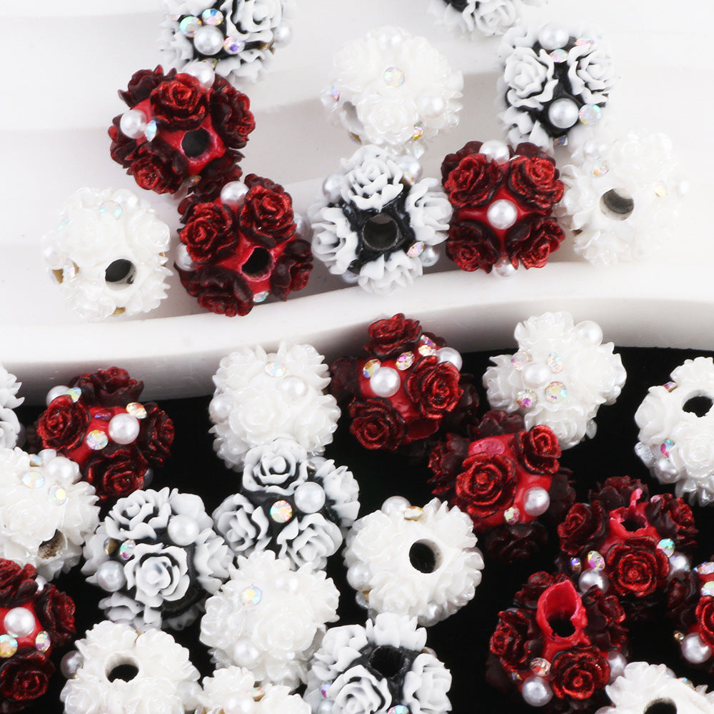 Small Rose Flower Ball Drill Ball Can Be Pierced Straight Hole Beads
