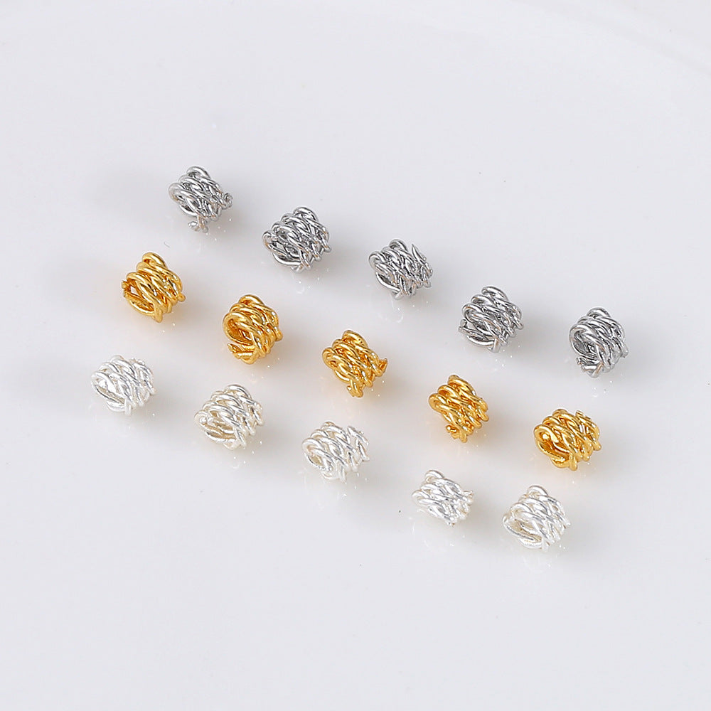 Color-Retaining Gold Flower Holder Silver Hollow Inlaid Snowflake Spacer Bead Piece
