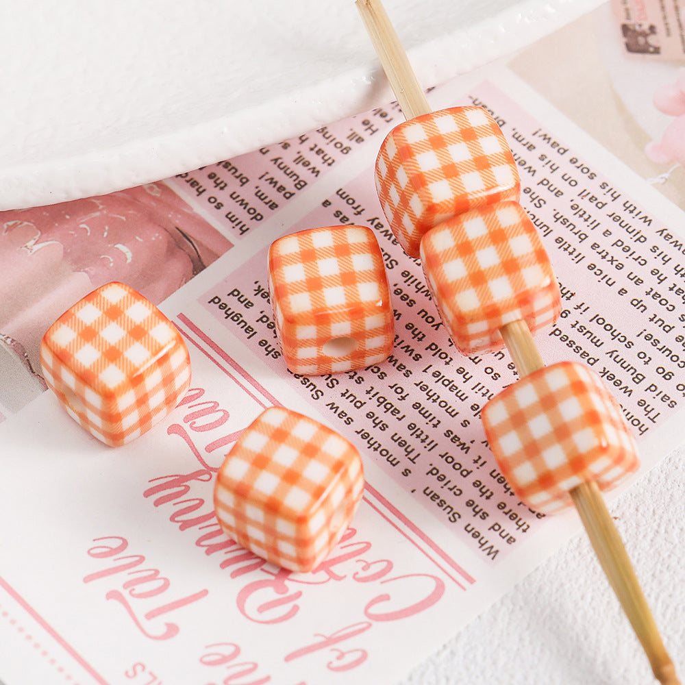 Acrylic Houndstooth Cute Square beadable beads