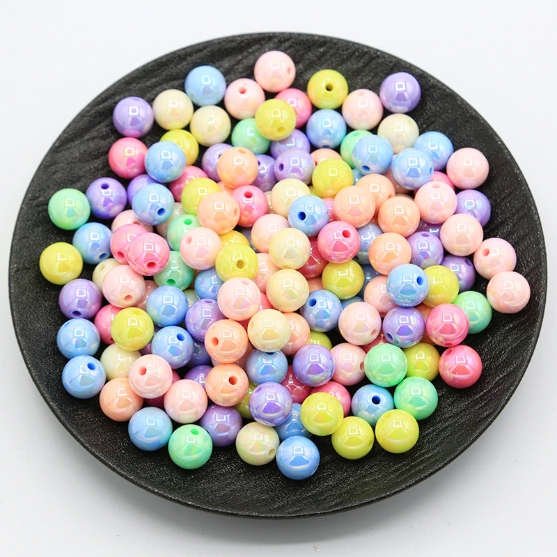 電気メッキマカロンソリッドカラーアクリルABカラフルラウンドビーズDIYハンドメイドネックレスブレスレットビーズルースビーズジュエリー